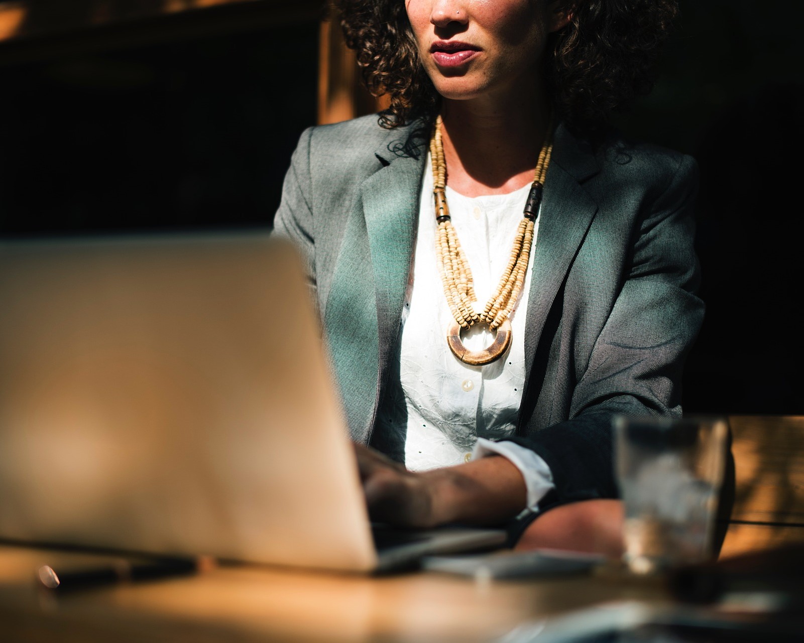 Lady using a laptop