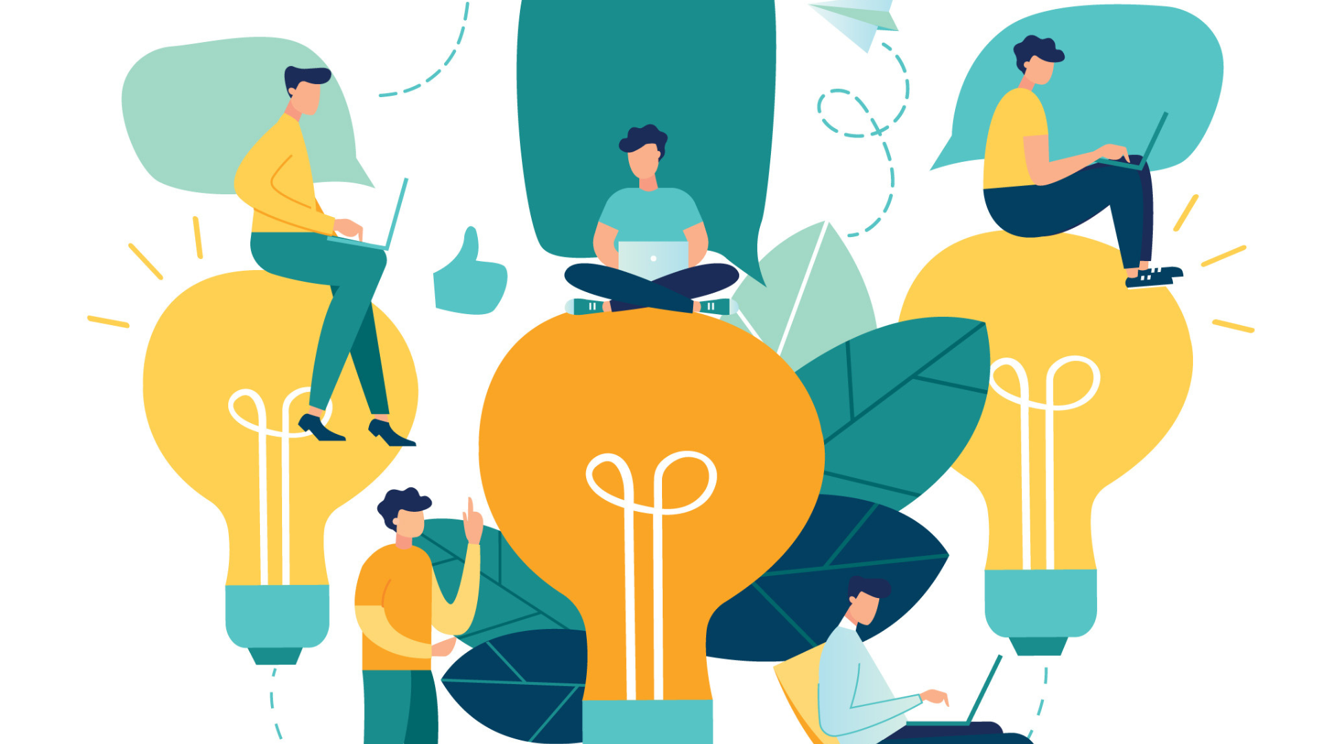 Lightbulbs with people sitting on them