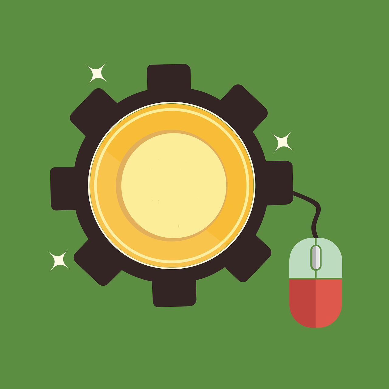Cog with a computer mouse attached